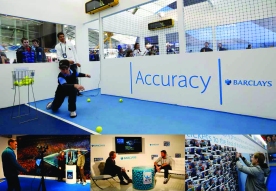 O2 Barclays ATP Exhibition Stand design - active, photoshoot, interview areas and photo wall